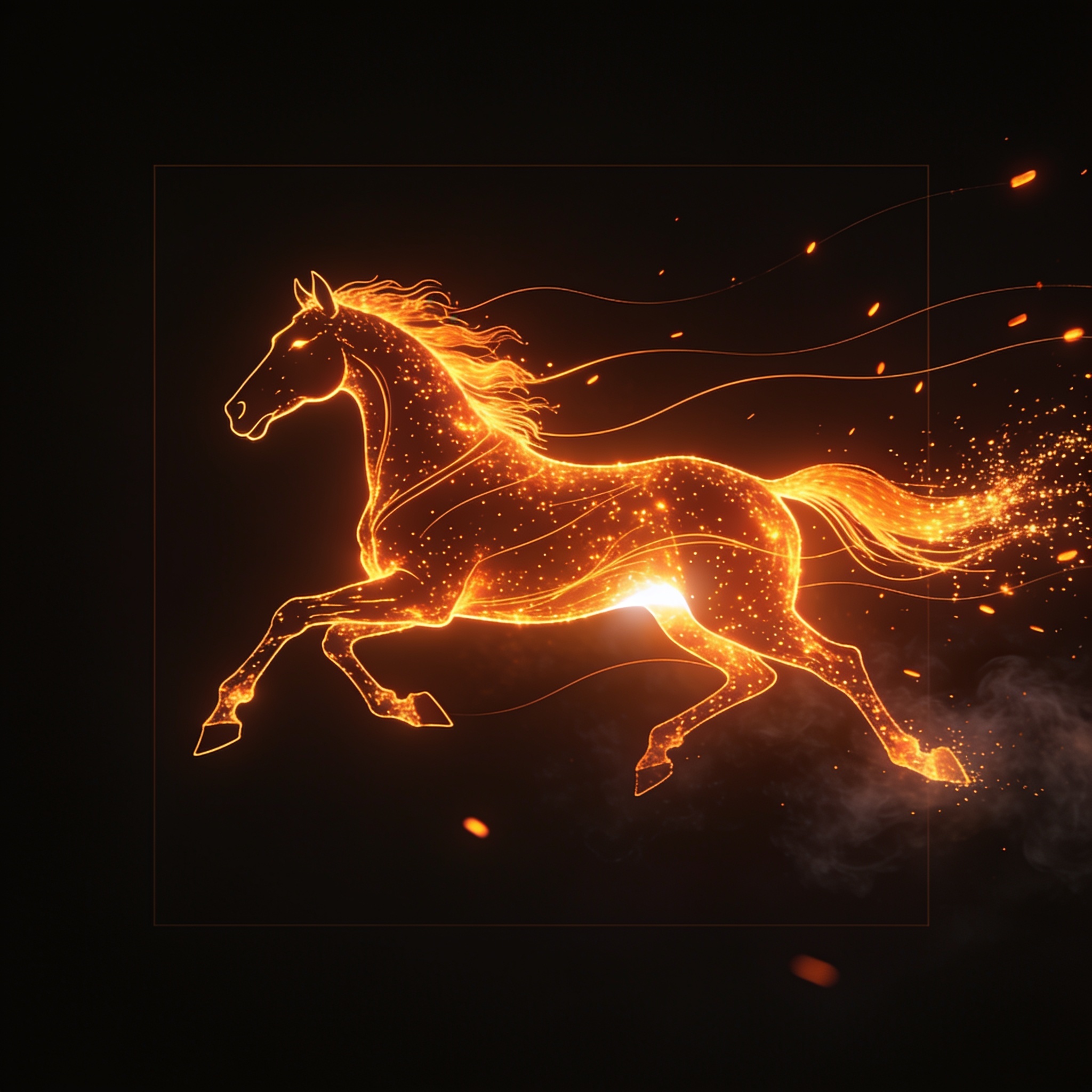 Weekly Access — fire silhouette racehorse artwork